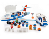 Joc de construit avion si autobuz Abrick Ecoiffier cu scari si 8 figurine, 3065